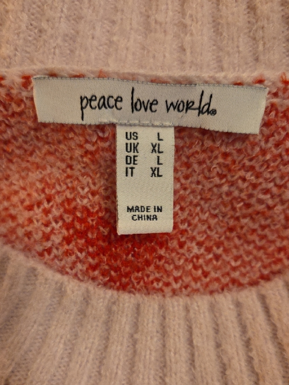 Light Pink Crewneck Sweater with Red Hearts - Picture 5 of 6